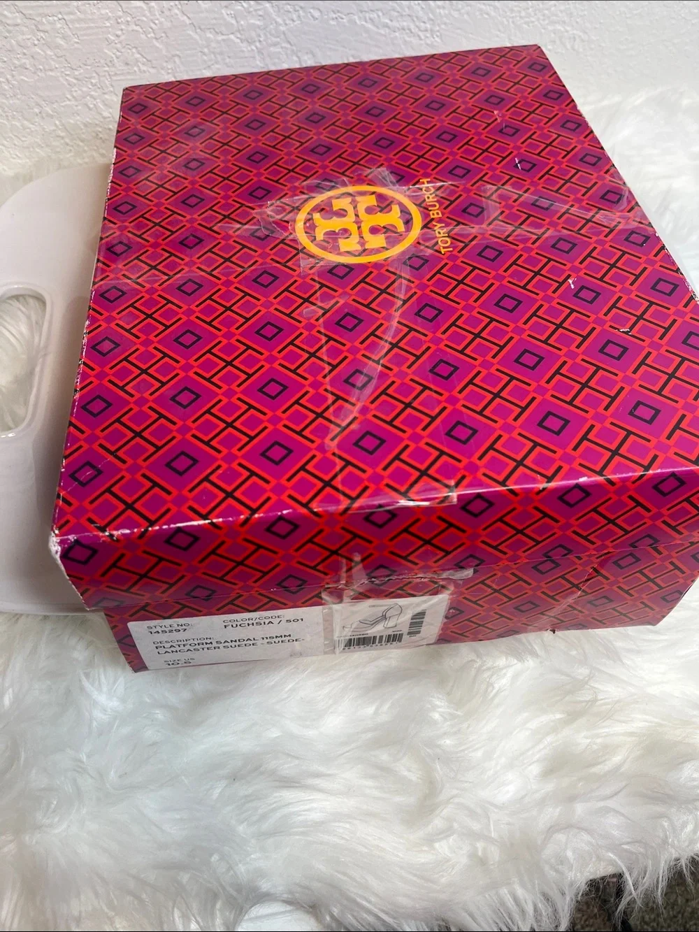 Tory Burch Fuchsia Suede Platform Block Heel Sandals